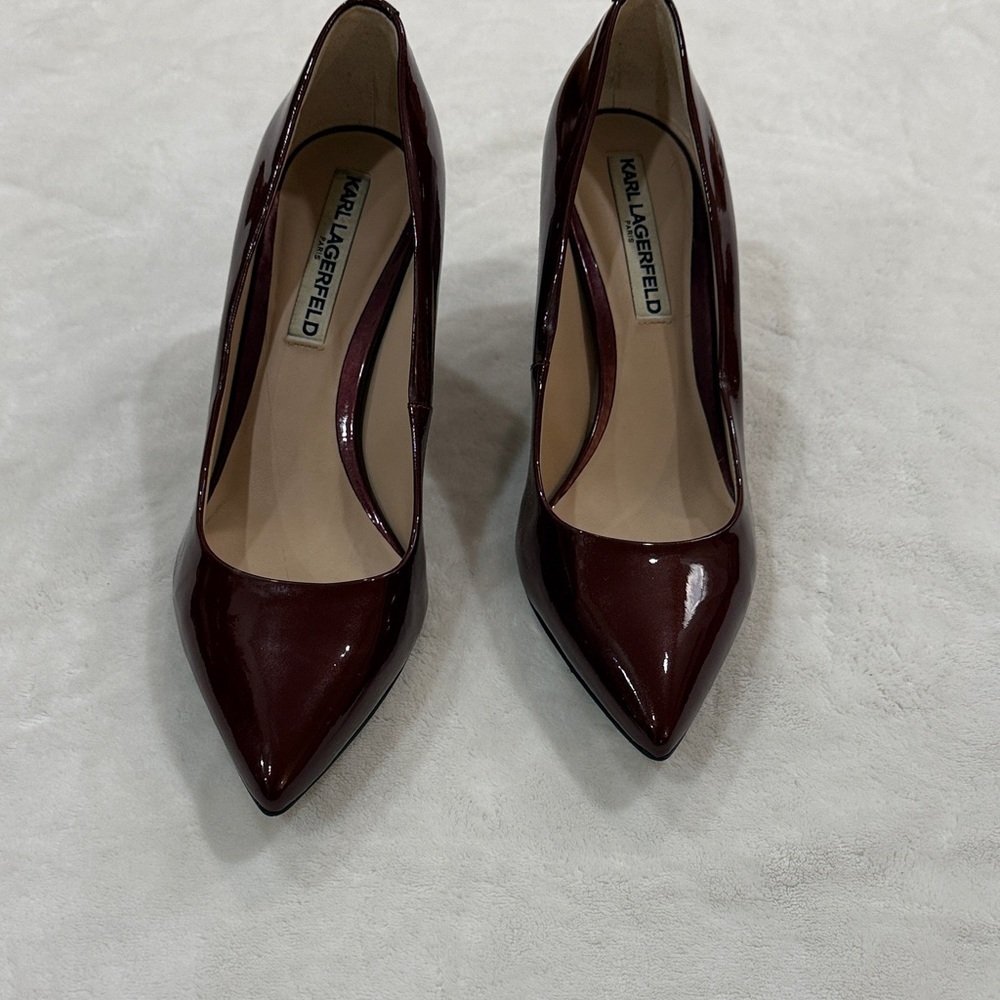 Karl Lagerfeld Burgundy Patent Heels